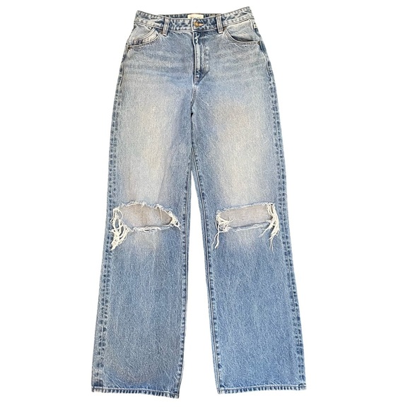 ROLLA'S Heidi High Rise Loose Straight Wide Leg Worn Wash Distressed Knee Sz 28 - Picture 4 of 13